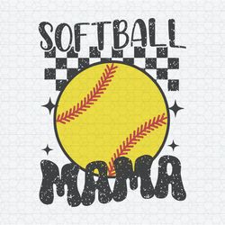 Retro Softball Mama Baseball Checkered SVG