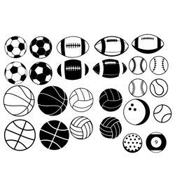 26 files sport ball bundle svg, football ball svg, basketball ball svg