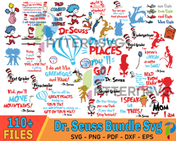 110 Dr Seuss Bundle SVG, Dr Seuss Lovers SVG, Cute Dr Seuss For Mother's Day Father's Day