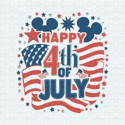 Retro Disney Happy 4th Of July Independence Day SVG