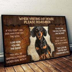 Dachshund Please Remember When Visiting Our House Poster, Dog Wall Art, Poster To Print,