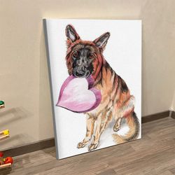 Dog Portrait Canvas, German Shepherd Love, Canvas Print, Dog Wall Art Canvas