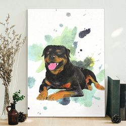 Dog Portrait Canvas, Rottweiler Happy, Dog Canvas Print, Canvas With Dogs On It