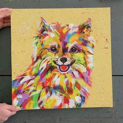 Dog Square Canvas, Pomeranian, Canvas Print, Dog Wall Art Canvas, Dog Canvas Print