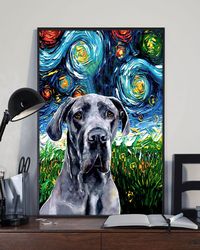 Great Dane Poster & Matte Canvas, Poster To Print, Gift For Dog Lovers