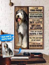 Old English Sheepdog Personalized Poster & Canvas, Dog Canvas Wall Art, Dog Lovers Gifts