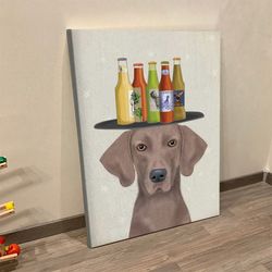 Portrait Canvas, Weimerarner Beer Lover, Canvas Print, Dog Canvas Prints, Dog Wall Art Canvas