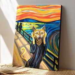 The Scream Cat Canvas, Cat Canvas Poster, Cat Wall Art, Gifts For Cat Lovers