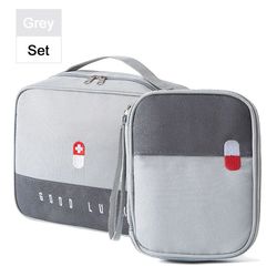 Grey Set Portable Medicine Bag for Outdoor Travel, Waterproof First Aid Kit, Compact Emergency Medicine, Equipment Bag