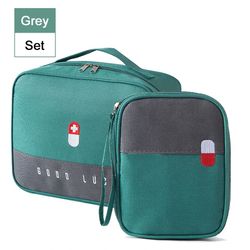 Green Set Portable Medicine Bag for Outdoor Travel, Waterproof First Aid Kit, Compact Emergency Medicine, Equipment Bag