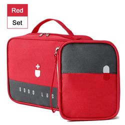 Red Set Portable Medicine Bag for Outdoor Travel, Waterproof First Aid Kit, Compact Emergency Medicine, Equipment Bag