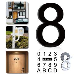 Black 3D Number Sticker Self Adhesive Acrylic Door Plate Sign For Home Mailbox Hotel Address