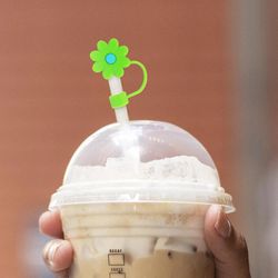 Silicone Straw Covers Cap, Cute Flower Straw Toppers, Reusable Dust-Proof Straw Caps