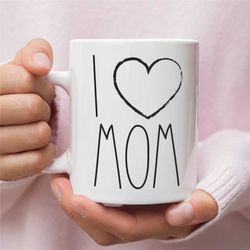 I Love Mom Coffee Mug for Mother, New Mom Gifts, Mothers Day, Baby shower gift, Mommy gift