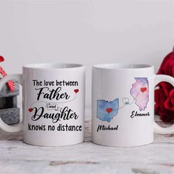 Long Distance Father And Daughter Personalized State Coffee Mug