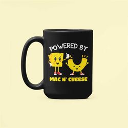 Man and Cheese Mug, Powered by Mac and Cheese, Funny Macaroni and Cheese Cup, Noodles and Cheese