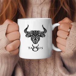 Taurus Coffee Mug, Zodiac Birthday Gift for Her, Horoscope Ceramic Mug 4