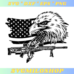 American Flag Distressed Eagle Svg, Eagle with Rifle Svg