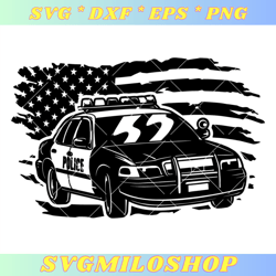 American Flag Police Car Svg, USA Police Svg, Police Patrol