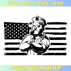 American Flag Serious Police Svg, American Flag Police Svg