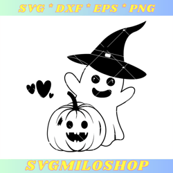 Cute Pumpkin Ghost Svg, Cute Halloween Svg, Cute Bo Svg