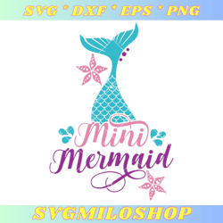 Mini Mermaid Svg, Mermaid Birthday Svg, Mermaid Tail Svg