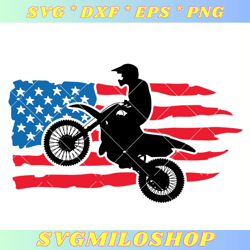 Motocross Man with US Flag Svg, Dirt Bike Svg, Motocross Svg