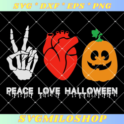 Peace Love Halloween Svg, Hand Heart Pumpkin Svg