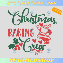 Christmas Baking Crew Embroidery Design  Santa Christmas Embroidery Design