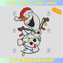 Christmas Olaf Embroidery Design  Snowman  Xmas Light Embroidery Design