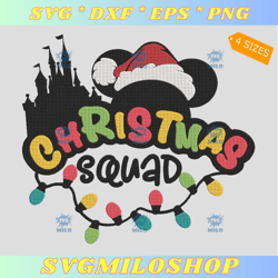 Christmas Squad Embroidery Design  Xmas Light Castle Embroidery Design