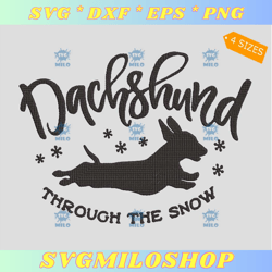 Dachshund Through The Snow Embroidery Design  Dachshund Christmas Embroidery Design
