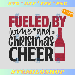 Fueled By Wine And Christmas Cheer Embroidery Design  Noel Cheer Embroidery Design