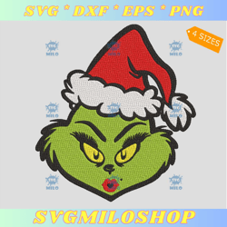 grinch girl embroidery design  grinch with santa hat embroidery design