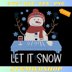 Let It Snow Embroidery Design  Wine  Snowman Embroidery Design