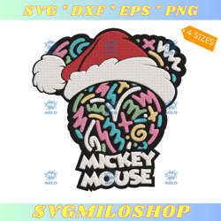 mickey mouse hat santa candycane embroidery design  christmas candycane embroidery design