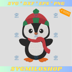 Penguin Christmas Embroidery Design  Penguin Embroidery Design