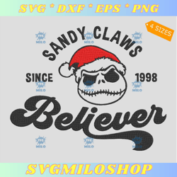Sandy Claws Believer Embroidery Design, The Nightmare Before Christmas