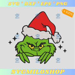 The Grinch Face Embroidery Design  Santa Grinch Embroidery Design