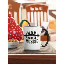 Mom Made of Muscle Mug, Muscle Mommy Gifts, Muscle Mom Coffee Cup, M.O.M Muscle, Mom Muscle Mug, Funny Mom Gifts, Fit Mo