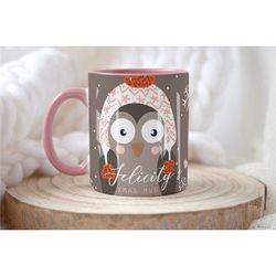 PERSONALISED CHRISTMAS Movie Mug, Secret Santa Gift For Her, Owl Mug Gift For Her, Mum Xmas Mug, Hot Chocolate Mug Xmas