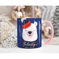 PERSONALISED CHRISTMAS Mug, Secret Santa Gift Him or Her, Mug Gift, Name Xmas Mug, Hot Chocolate Mug Xmas Gift for Husba