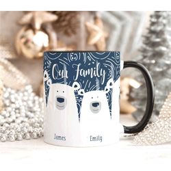 PERSONALISED FAMILY PORTRAIT Mug, Secret Santa Gift, Polar Bear Gift Mug, Dad Xmas Mug, Xmas Gift Mum Dad Husband, Daddy