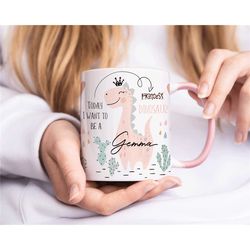 PINK DINOSAUR Personalised Name Mug, Personalised Mug, Coffee Cup Gift For Her, Secret Santa Gift For Her, Sister Mum Da