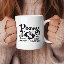 Pisces Coffee Mug, Zodiac Birthday Gift for Her, Horoscope Ceramic Mug 1