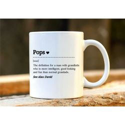 Pops Mug, Personalised Grandpa Gift, Personalized Gifts, 70th Birthday Gift for Him, Custom Mug, Gift for Grandfather, G