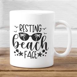 Resting Beach Face Mug, Funny Beach Coffee Cup, Beach Humor, Gifts for Beach Lovers, Beach House Gifts, Cheeky Beac