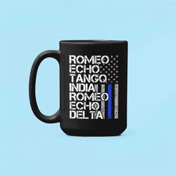 Retired Police Officer Gifts, Retirement Mug, Phonetic Code Blue Line Coffee Cup, Retirement Party Gifts, Retired Police
