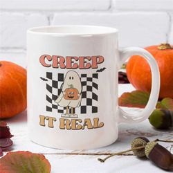 Retro Halloween Coffee Mug, Cute Retro Mug, Creep it Real, Pumpkin mug