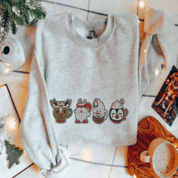 Christmas Sweatshirt Embroidered Xmas Coffee Cups Sweater, Gift For Christmas